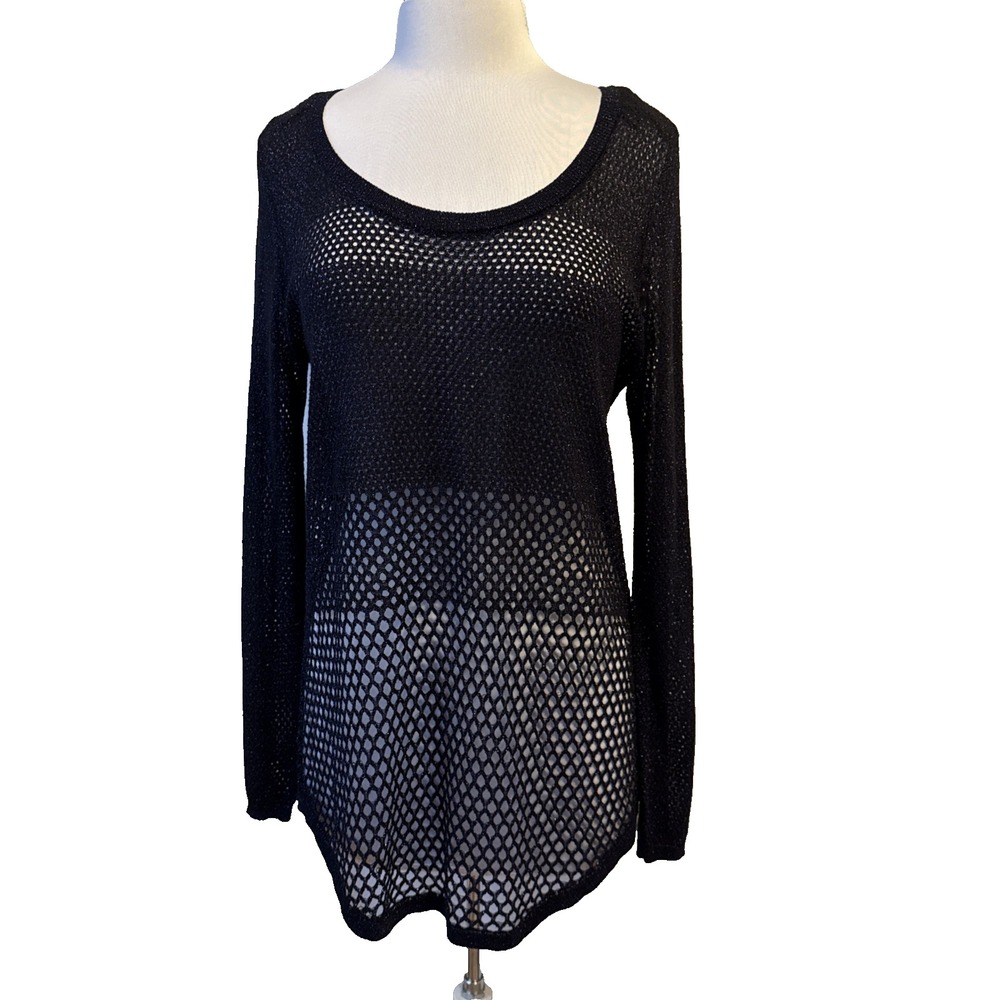 Rock & Republic Y2K Purple Glitter Open Knit Sweater‎ Womens L Whimsigoth Punk
